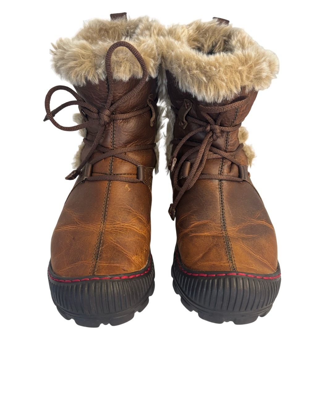 EARTH Kalso Women’s 7.5B Central Bridle Brown Leather Fur Boots